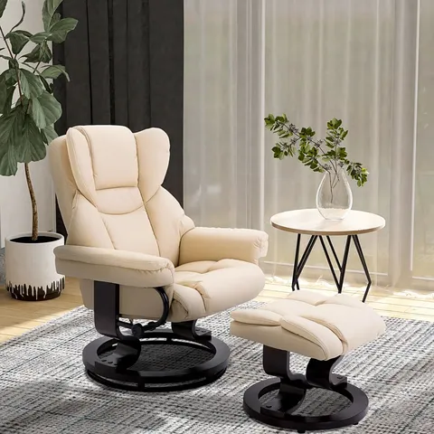 BOXED LADAISIA FAUX LEATHER MANUAL SWIVEL RECLINER WITH OTTOMAN 