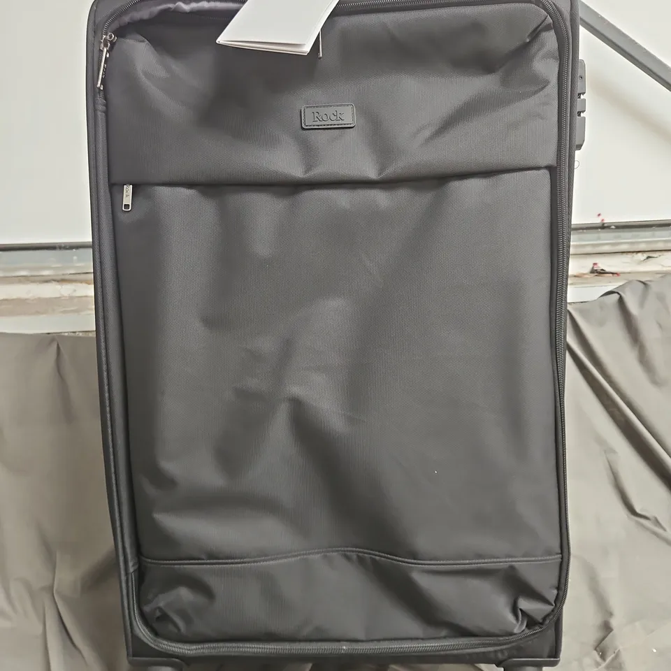 ROCK LUGGAGE PARIS 8 WHEEL SOFTSHELL LIGHTWEIGHT LARGE SUITCASE WITH LOCK - BLACK