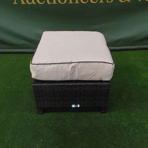 DESIGNER CHOCOLATE MIX RATTAN STOOL WITH CUSHION