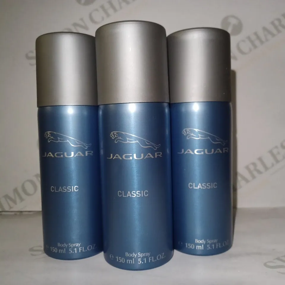LOT OF APPROX 30 X 150ML JAGUAR CLASSIC DEODORANT BODY SPRAY FOR MEN