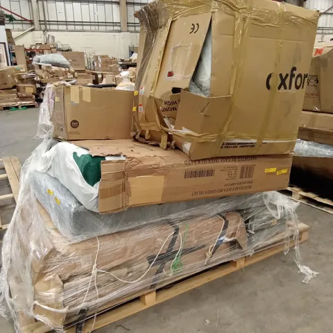 PALLET OF ASSORTED INCOMPLETE OR DAMAGED DESIGNER SOFAS, PARTS AND PIECES ETC