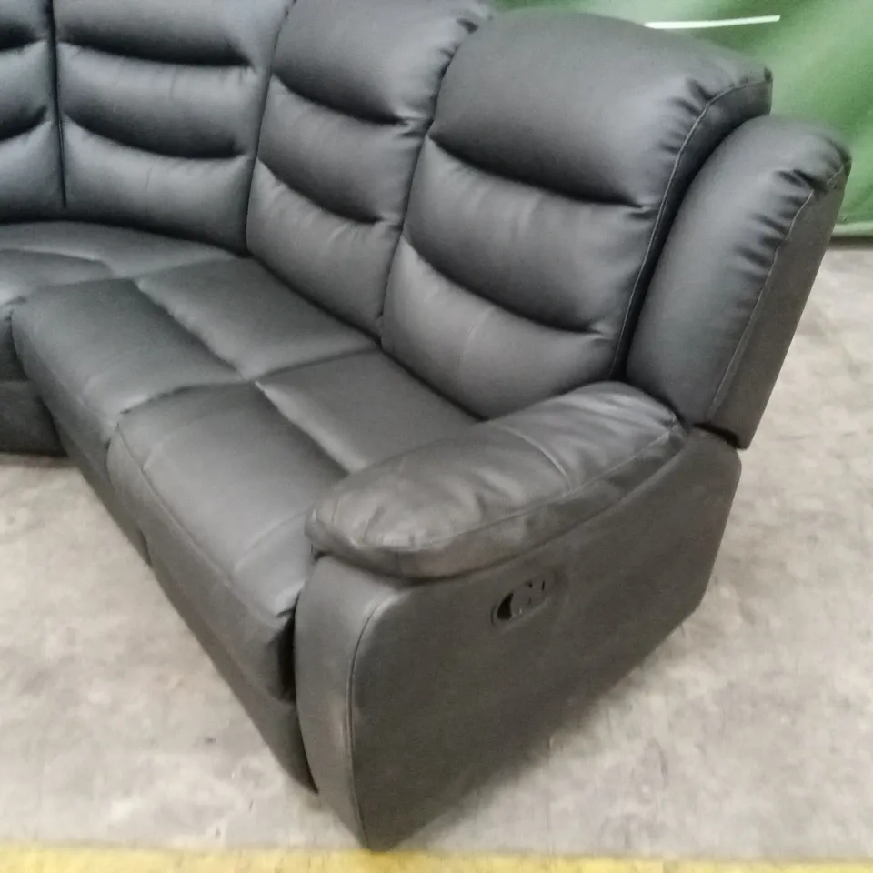 ROTHBURY LUXURY FAUX LEATHER HIGH BACK MANUAL RECLINER CORNER GROUP SOFA - BLACK