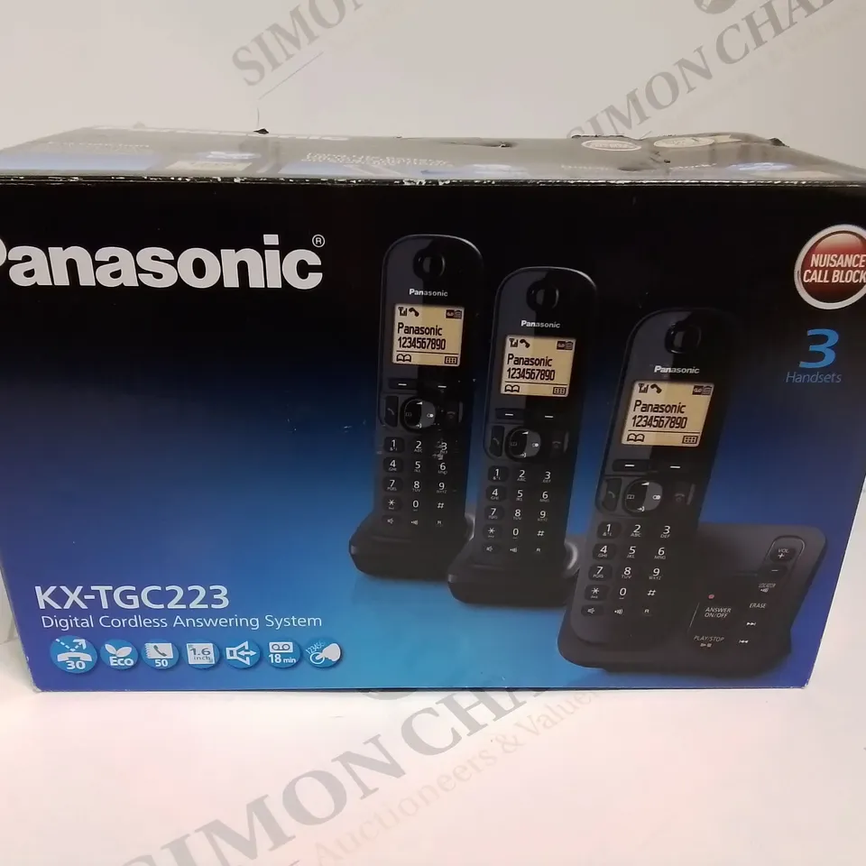 LOT OF 8 PANASONIC KX-TGC223 3-HANDSET DIGITAL CORDLESS ANSWERING SYSTEM PHONES