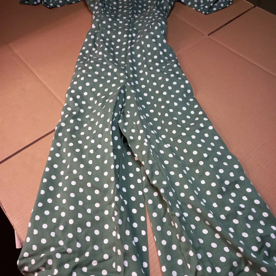 DESIGNER SAGE/POLKA DOT JUMPSUIT 