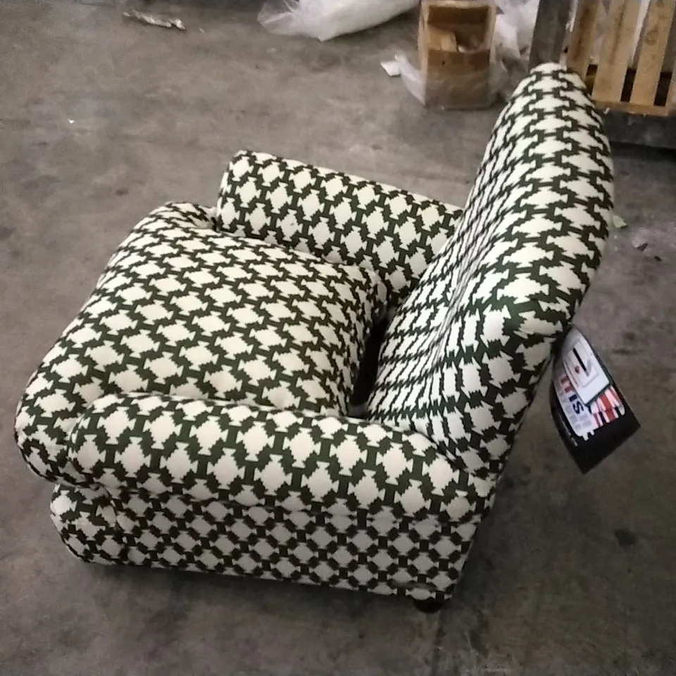THE LOUNGE COMPANY GREEN/CREAM PATTERNED ARMCHAIR 