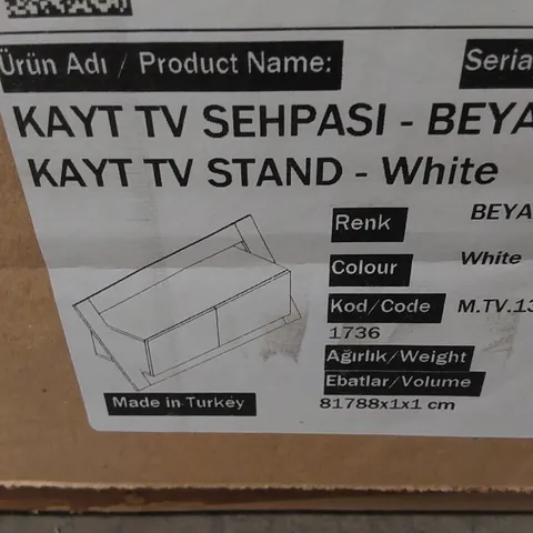 BRAND NEW BOXED KAYT TV UNIT - WHITE/WHITE