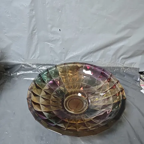 LUXENOA FACETED GLASS SHALLOW BOWL