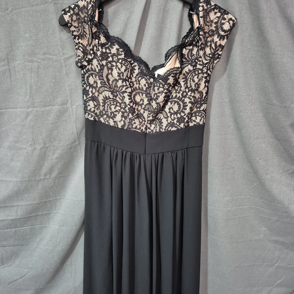 JS BOUTIQUE NEW YORK WOMEN'S LACE BODICE EVENING GOWN - BLACK - SIZE 8