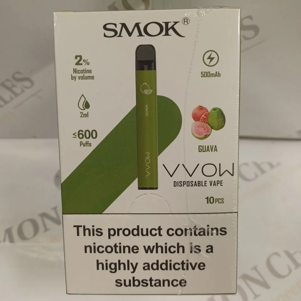 SEALED SMOK VVOW 10-PACK OF DISPOSABLE VAPES - GUAVA