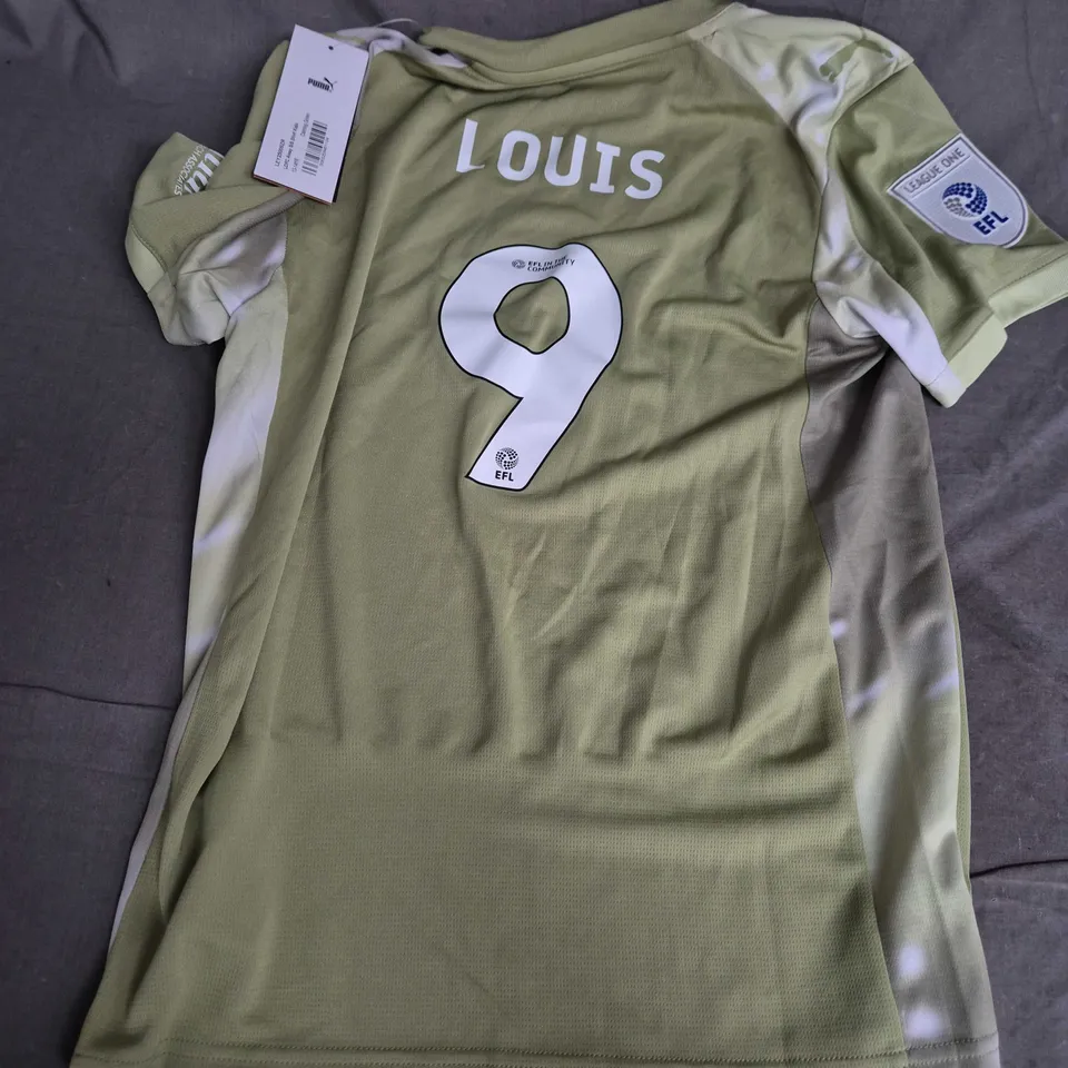 LEYTON ORIENT FC AWAY SHIRT KIDS – CALMING GREEN, 13-14YR – PUMA (#9 - LOUIS)