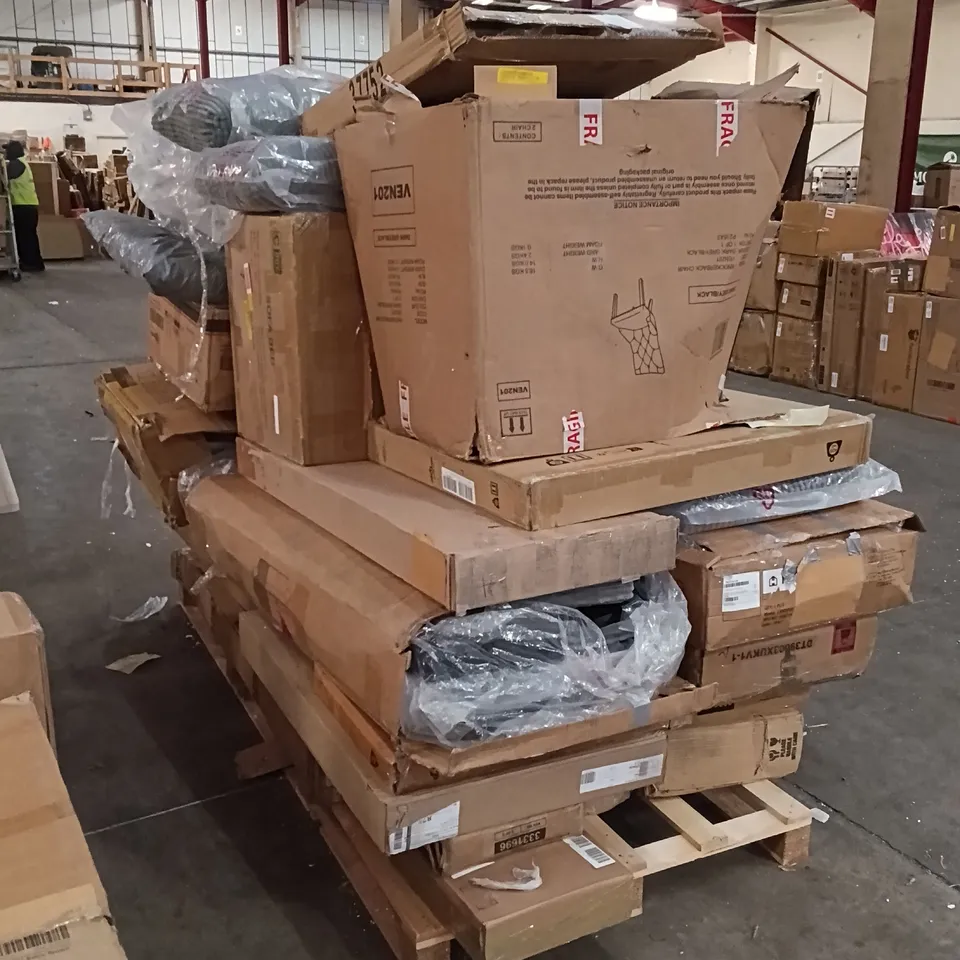 PALLET OF ASSORTED INCOMPLETE FURNITURE PARTS AND PIECES