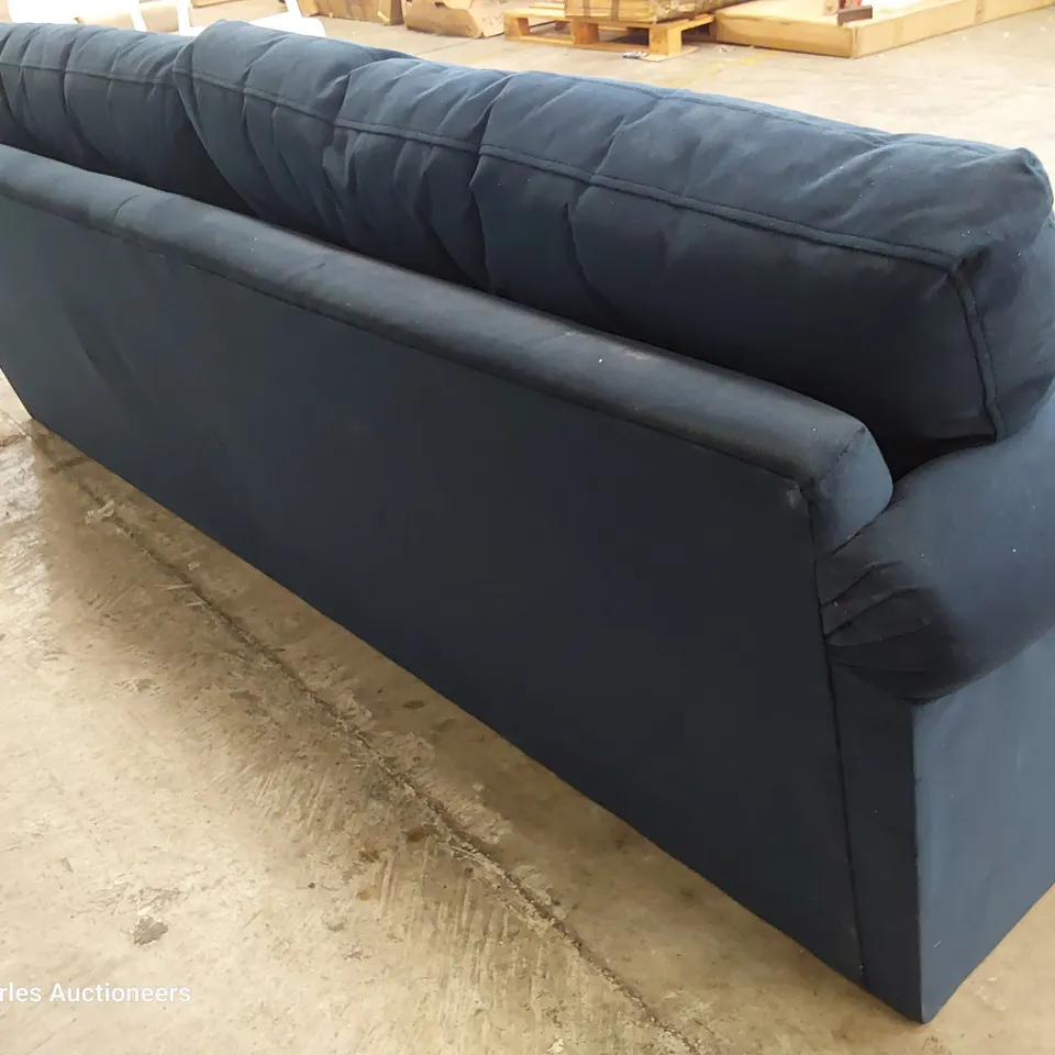 QUALITY BRITISH DESIGNER LOUNGE Co. THREE SEATER SOFA PLUSH NAVY FABRIC 