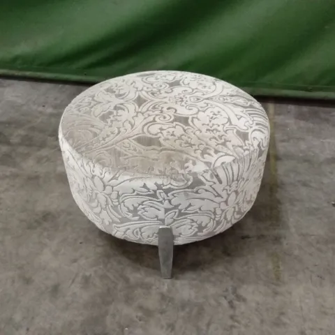 QUALITY DESIGNER ROUND FABRIC UPHOLSTERED FOOTSTOOL