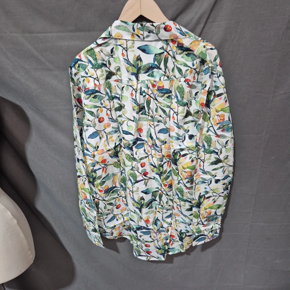 GRENOUILLE SIGNATURE COLLECTION FLORAL SHIRT – MULTICOLOR LEAF & FRUIT PRINT SIZE 42