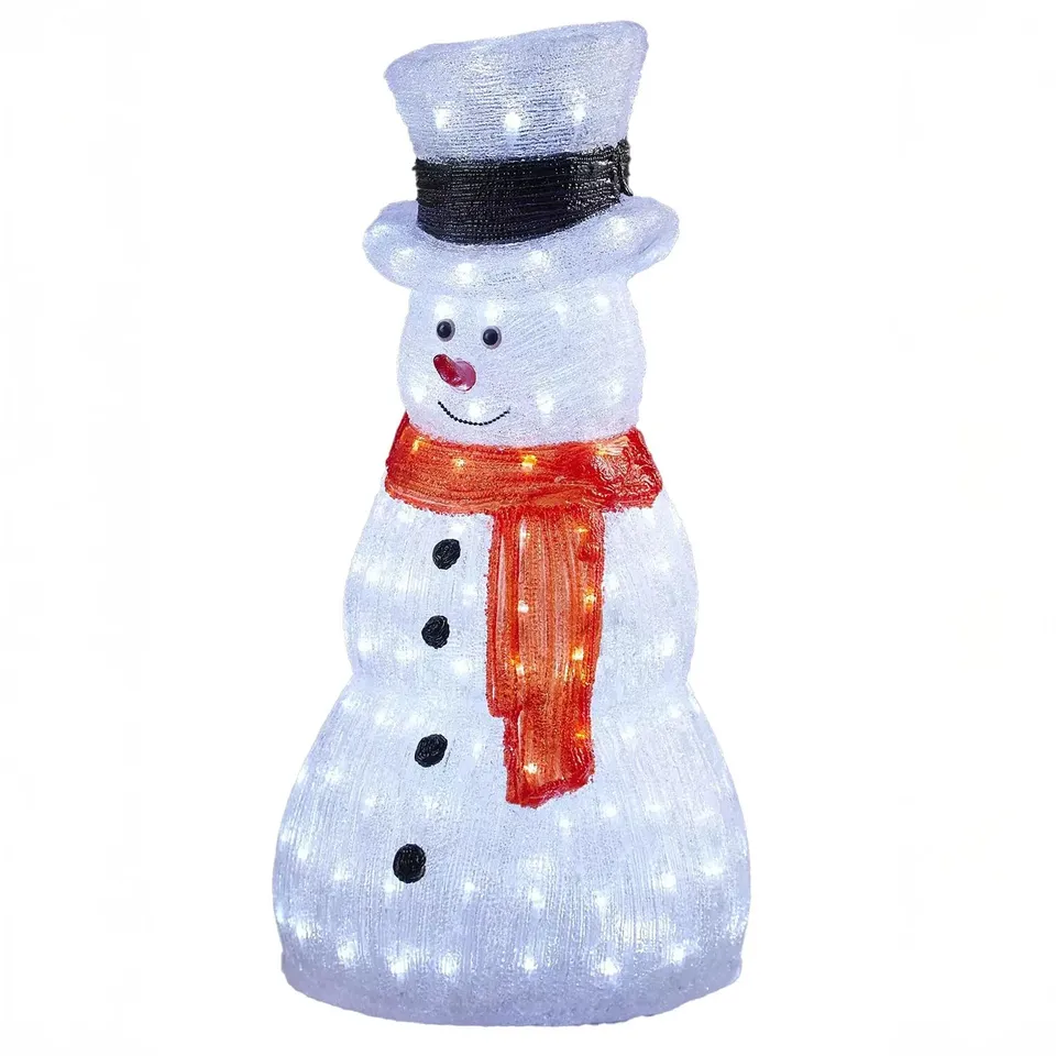 BOXED NEO ACRYLIC LIGHT UP SNOWMAN OUTDOOR FESTIVE CHRISTMAS GARDEN PORCH DECORATION