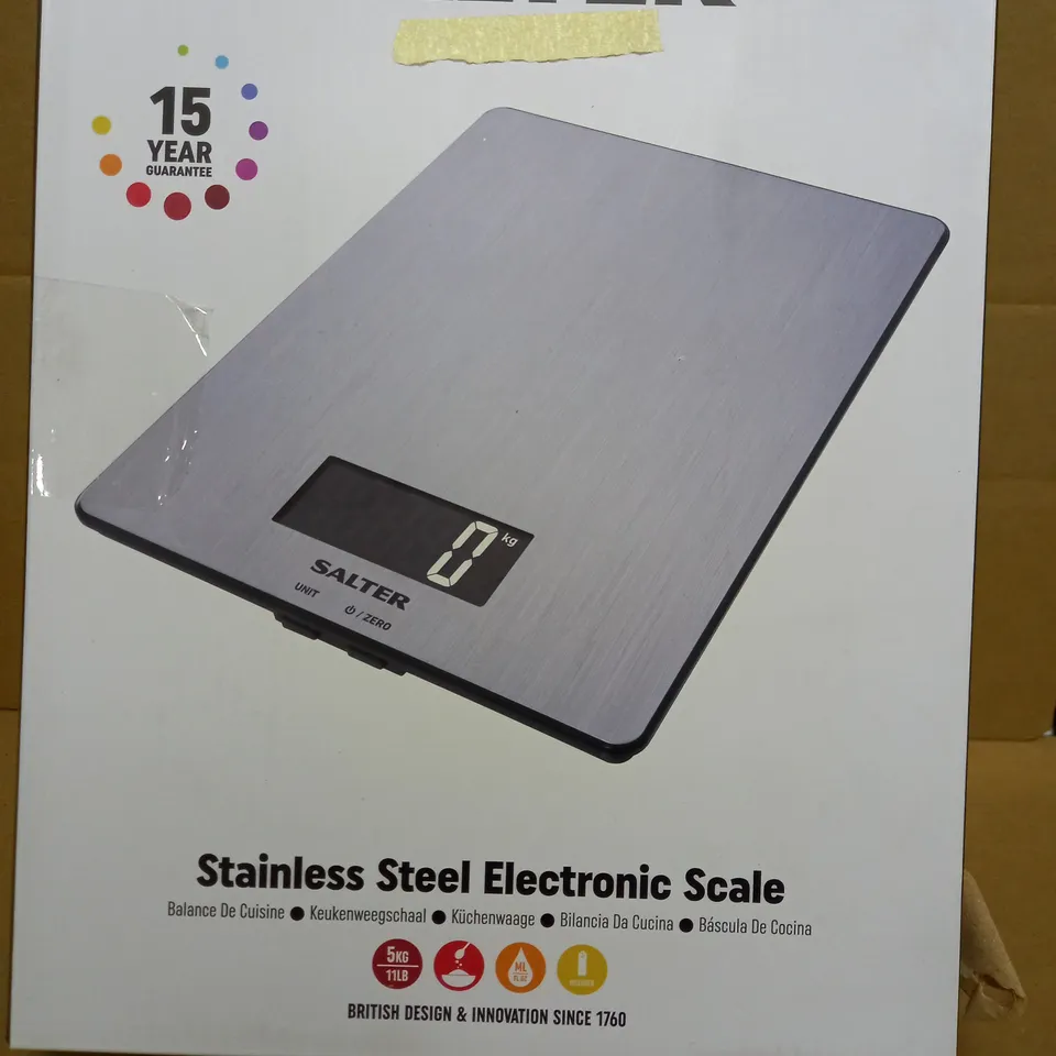 BOXED SALTER STAINLESS STEEL DIGITAL SCALE 