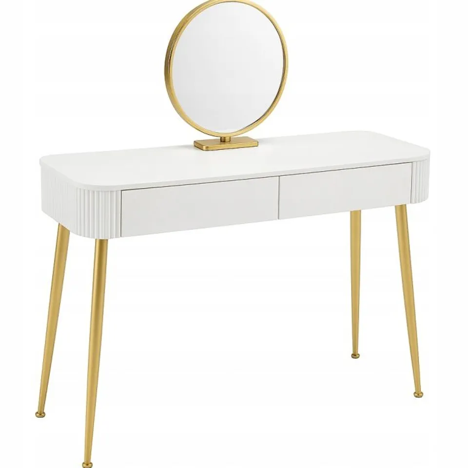 BOXED WOLTU DRESSING TABLE WITH MIRROR ON METAL LEGS WHITE