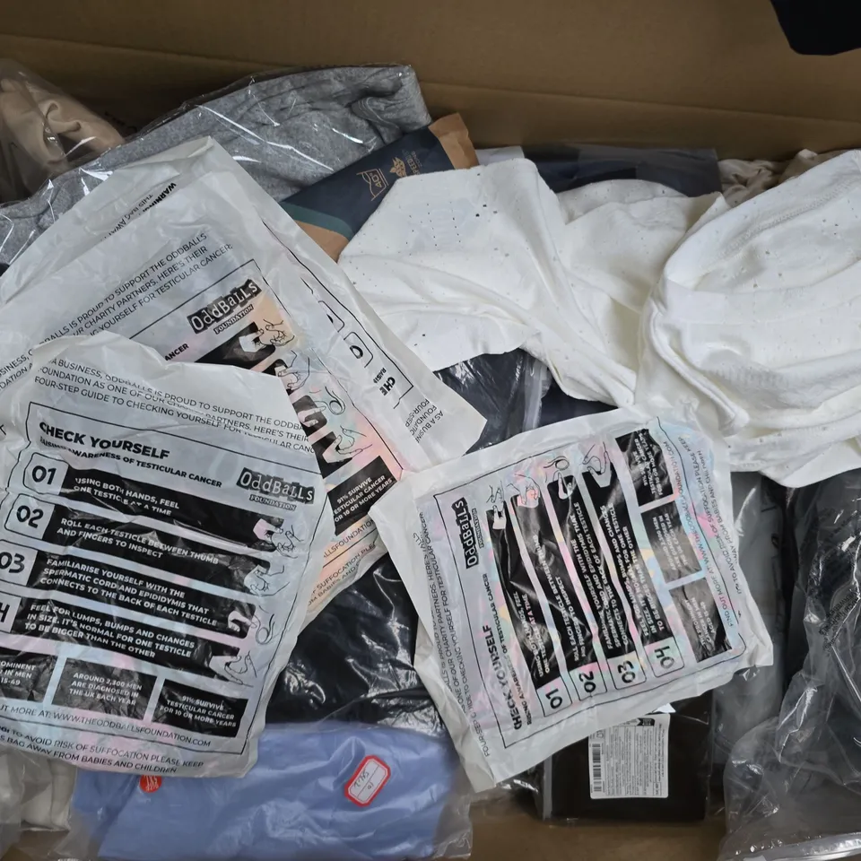 APPROXIMATELY 35 ASSORTED CLOTHING ITEMS IN VARIOUS SIZES, STYLES & COLOURS TO INCLUDE ODD BALLS BOXERS, JACKET, TOPS, ETC - COLLECTION ONLY