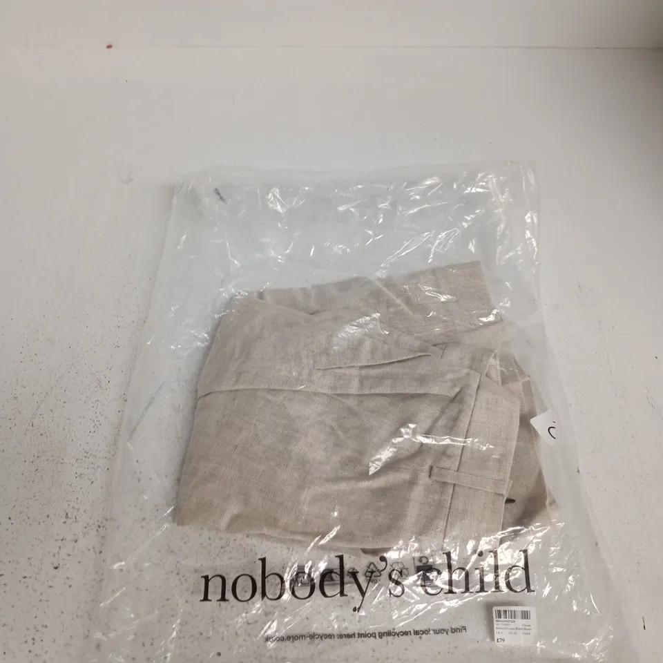 NOBODY'S CHILD BERMUDA LINEN BLEND SHORTS – CREAM, UK 4 (EU 32, USA 0)