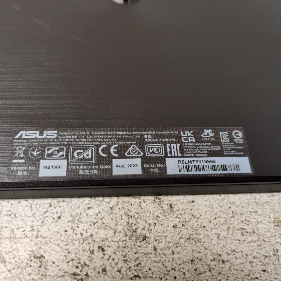 ASUS MB166C PORTABLE MONITOR – 15.6"