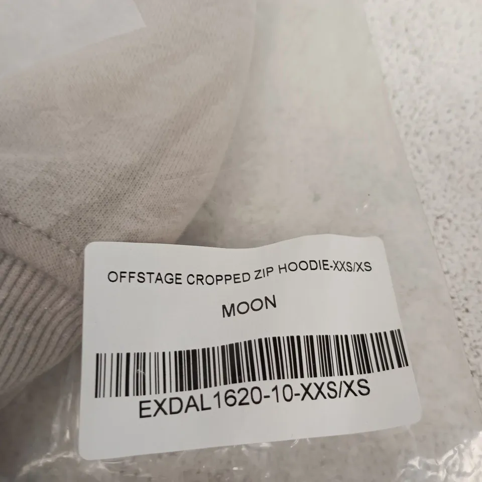 WHITE FOX CROPPED ZIP HOODIE-  MOON - SIZE XXS/XS 