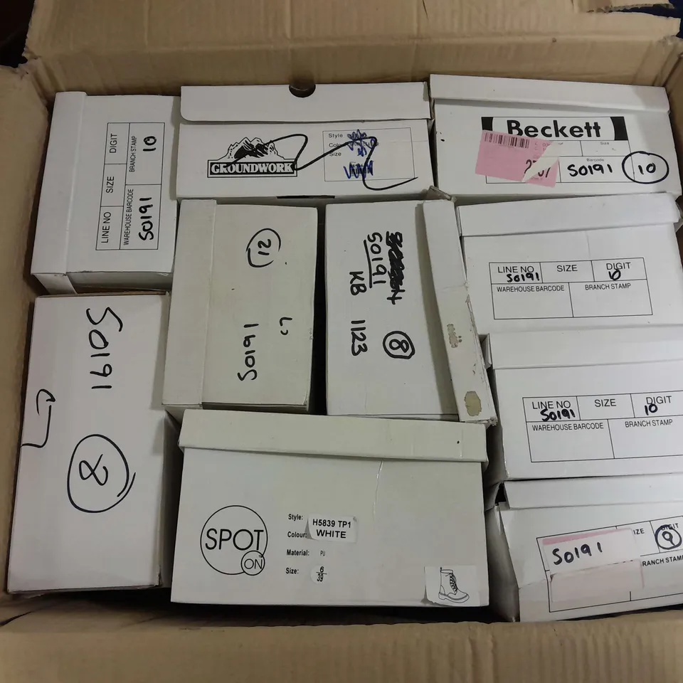APPROXIMATELY 10 ASSORTED BOXED PAIRS OF SHOES IN VARIOUS SIZES, STYLES AND COLOURS TO INCLUDE SPOT ON, BECKETT, ETC