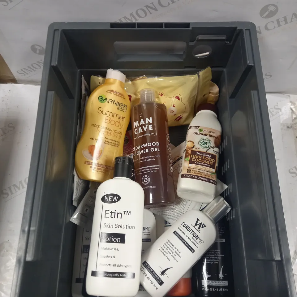 BOX TO CONTAIN APPROXIMATELY 25 ASSORTED LOTIONS, HAIR CARE & SKIN CARE PRODUCTS 