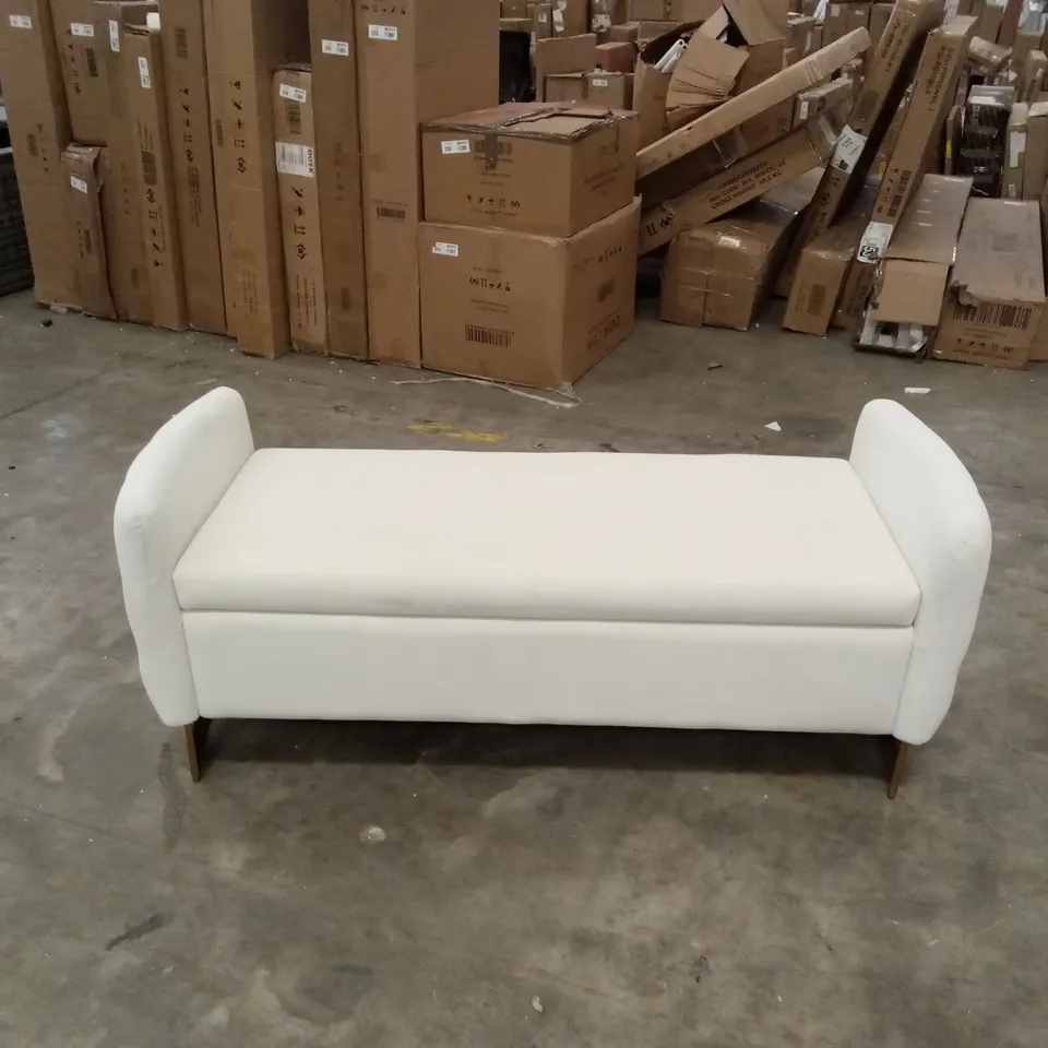 AGEET VELVET UPHOLSTERED STORAGE BENCH - IVORY