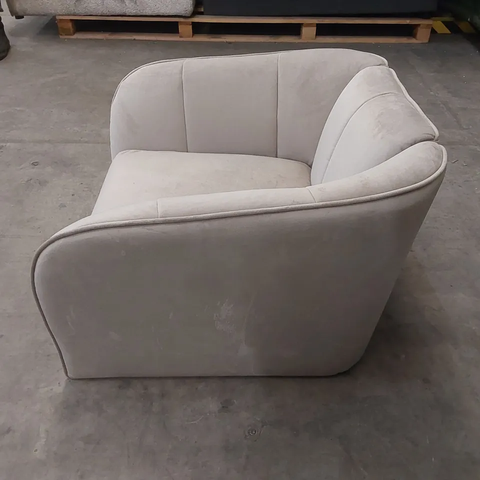 DESIGNER LOREN CHAMPAGNE VELVET ARMCHAIR 