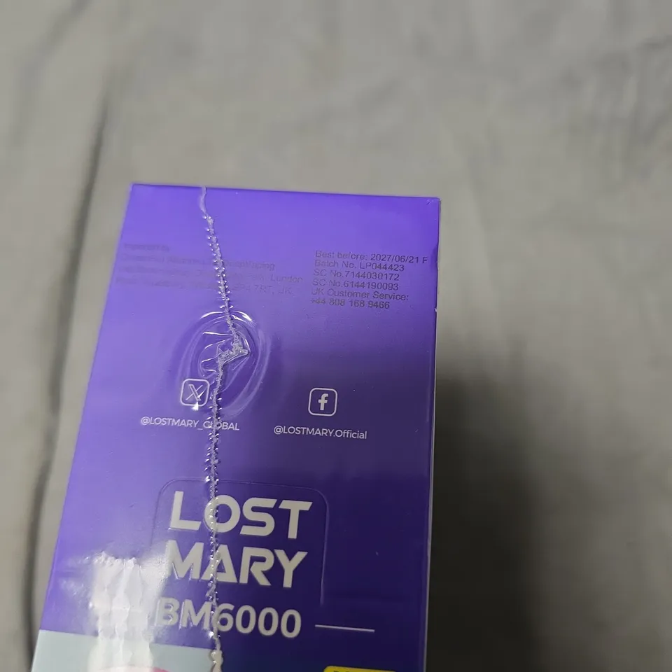SEALED LOST MARY BM6000 REFILLABLE KIT – PINEAPPLE ICE - 20MG/ML - 5-PACK