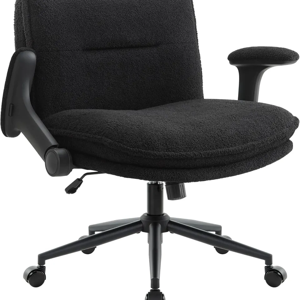 CROSSED LEGGED UPHOLSTERED OFFICE CHAIR WITH ADJUSTABLE ARMS - 65" X 11" X 25" - BLACK (MODEL: G08F011ABK0N)