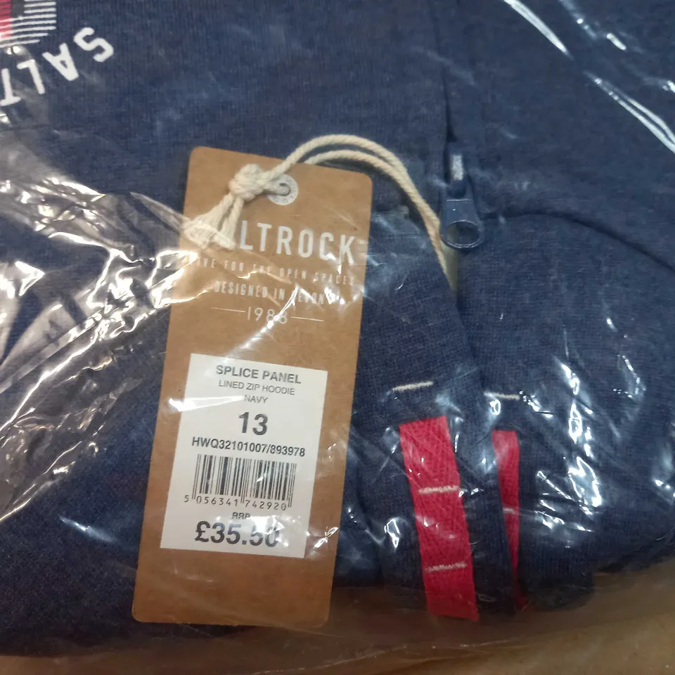 PACKAGED SALTROCK NAVY/RED MARL LINED ZIPPED HOODIE - AGE 13YRS