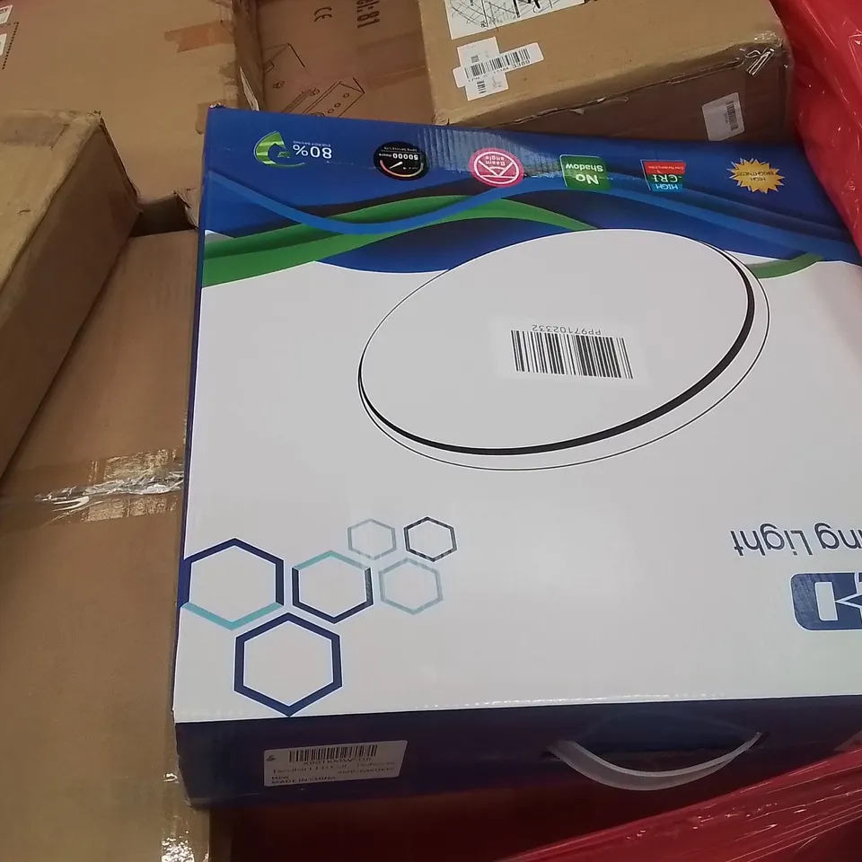 PALLET CONTAINING ASSORTED ITEMS INCLUDING: ELECTRIC FRYER, LED CEILING LIGHT, SIDE TABLE, LAPTOP TABLE ECT