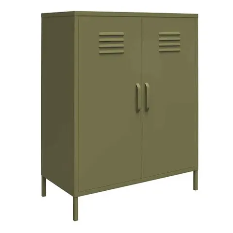BOXED BRADFORD 2 DOOR METAL STORAGE CABINET OLIVE GREEN
