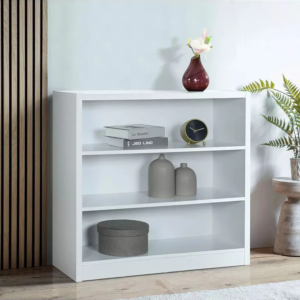 BOXED METRO SMALL WIDE BOOKCASE IN WHITE - 1OF1 - COLLECTION ONLY