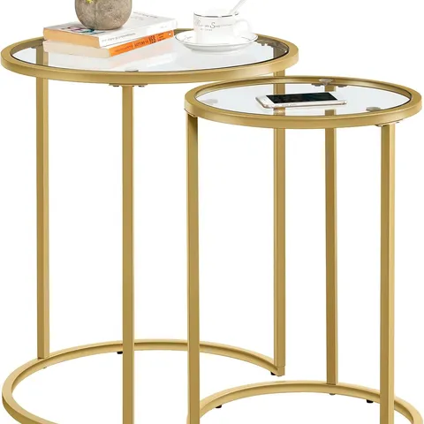 BOXED YAHEETECH END NESTING TABLE SET - GOLD (1 BOX)
