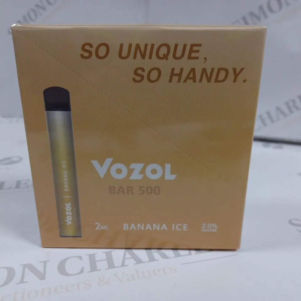 SEALED 10-PACK OF VOZOL BARR 500 E-CIGARETTES - BANANA ICE