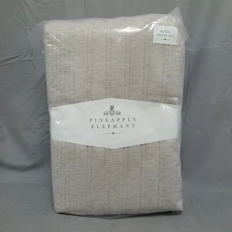 PINEAPPLE ELEPHANT TAMBA JERSEY STRIPE DUVET COVER SET IN NATURAL - KING SIZE