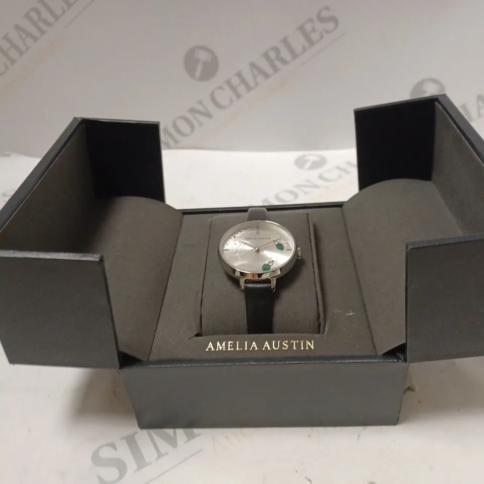 AMELIA AUSTIN SMALL SPIDER DETAILED SILVER WATCH BOXED 