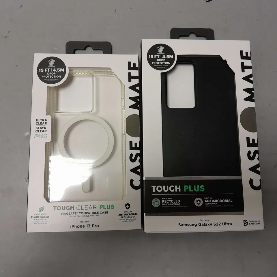 APPROXIMATELY 48 BOXED CASE MATE TOUGH PLUS ANTIMICROBIAL PHONE CASES FOR SAMSUNG GALAXY S22 ULTRA IN BLACK, IPHONE 13 PRO IN CLEAR