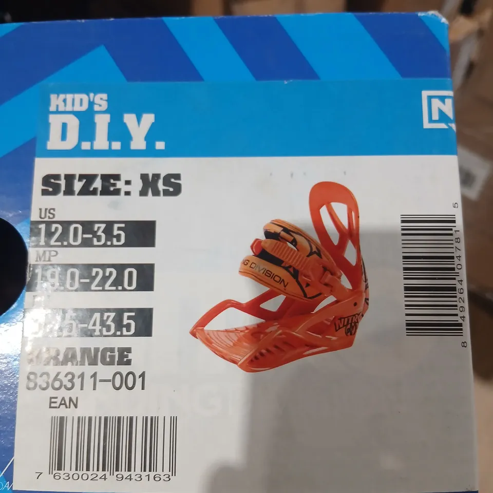 NITRO BINDING DIVISION KID'S DIY KIT – SIZE XS (ORANGE), PACKAGING SHOWN