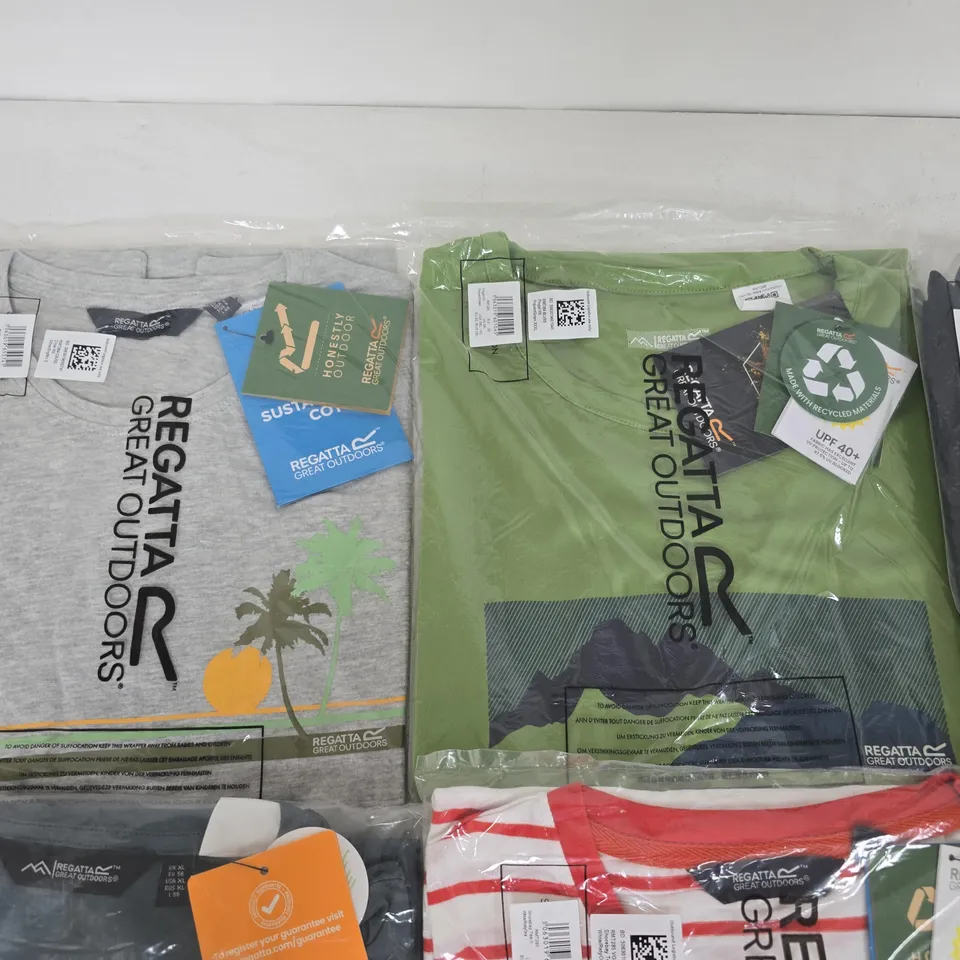 LOT OF 10 ASSORTED BRAND NEW REGATTA T-SHIRTS IN VARIOUS STYLES, COLOURS AND SIZES