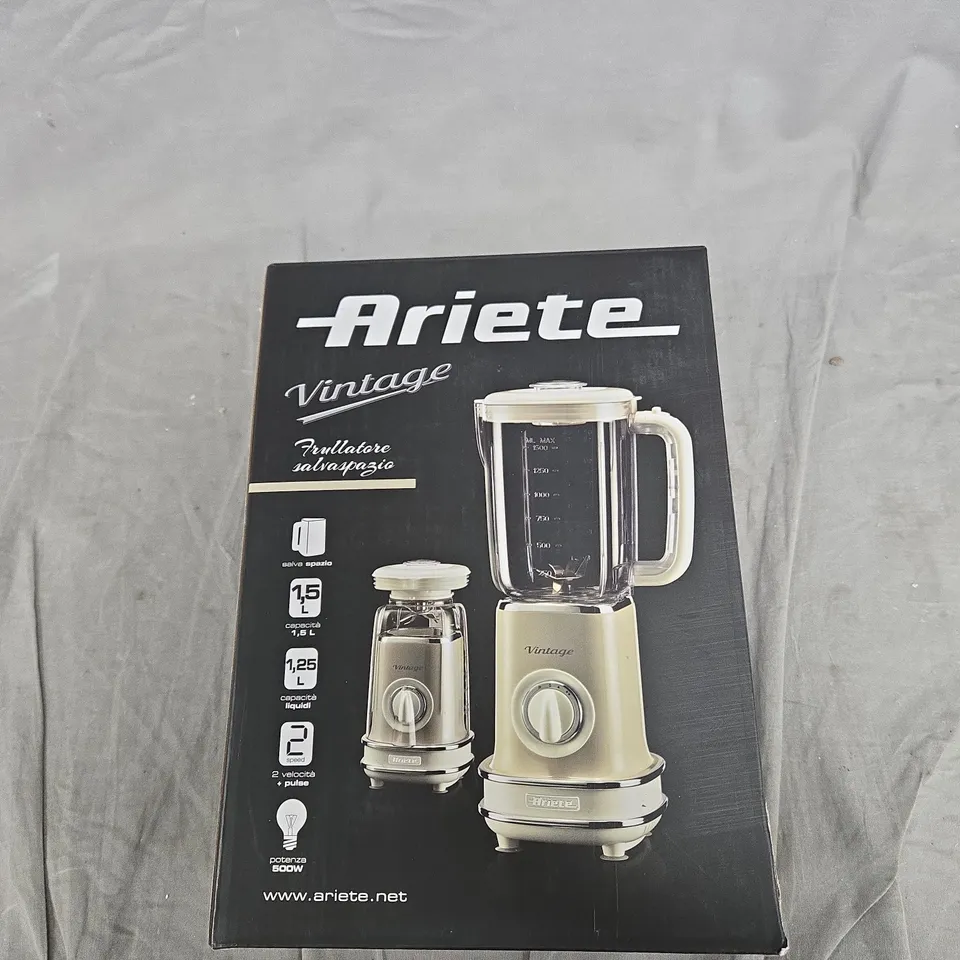ARIETE VINTAGE SPACE-SAVING BLENDER WITH GRINDER – BOXED