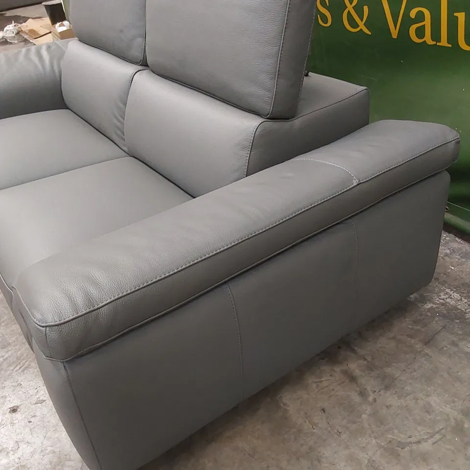 QUALITY DESIGNER ITALIAN MADE FLAVIO 2-SEATER ELECTRIC 2-MECHANISM SOFA IN GREY ANTHRACITE LEATHER