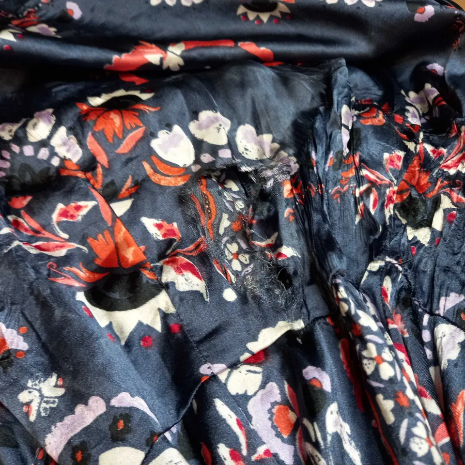 MONSOON JAMELIA LONG SLEEVE THIN DRESS IN FLORAL PATTERN - NAVY - UK 14