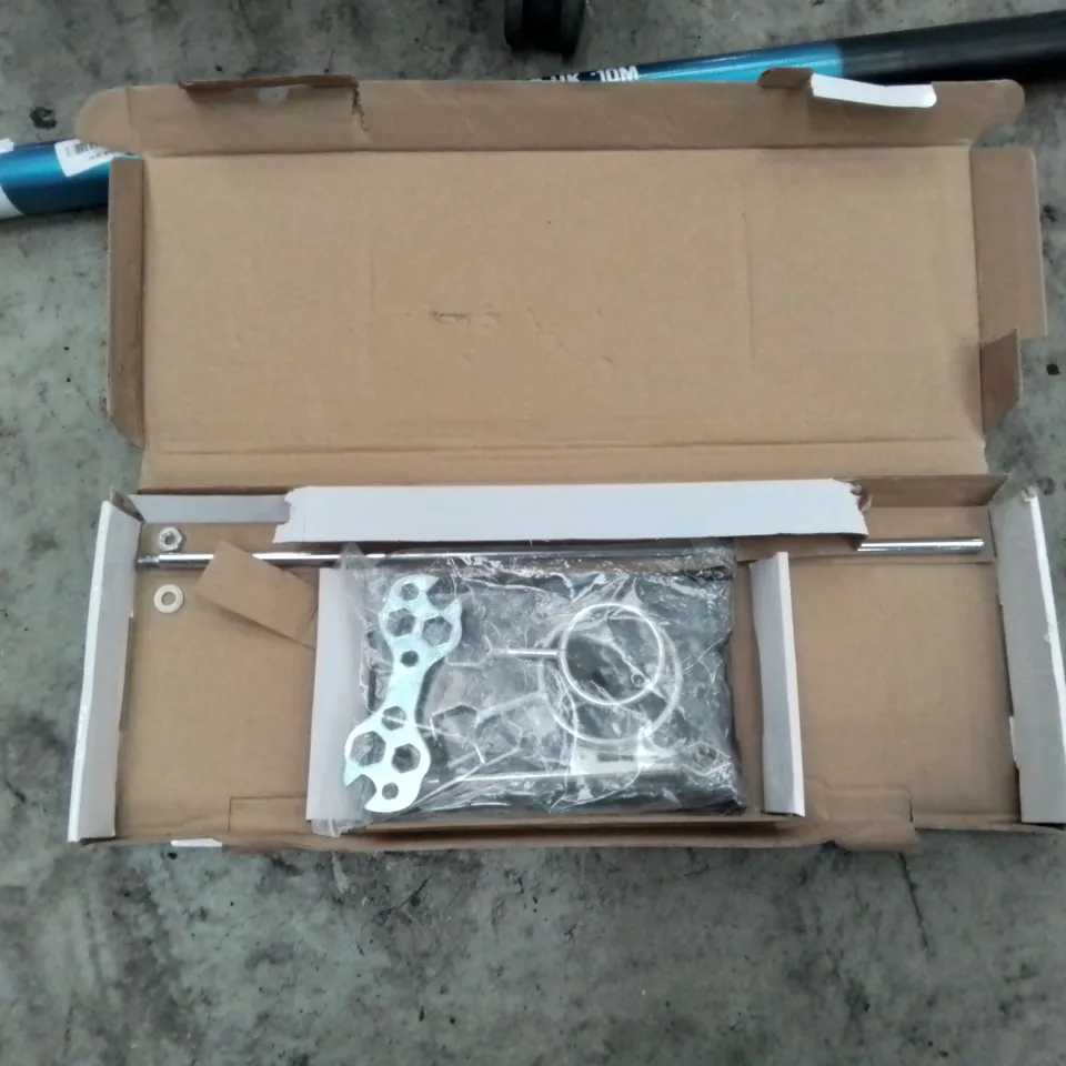 PALLET OF ASSORTED PRODUCTS, INCLUDING, BOXED FURNITURE, SET OF 3 WHEELED PINK SUITCASES, BATH RACK, BATHROOM MIRROR.