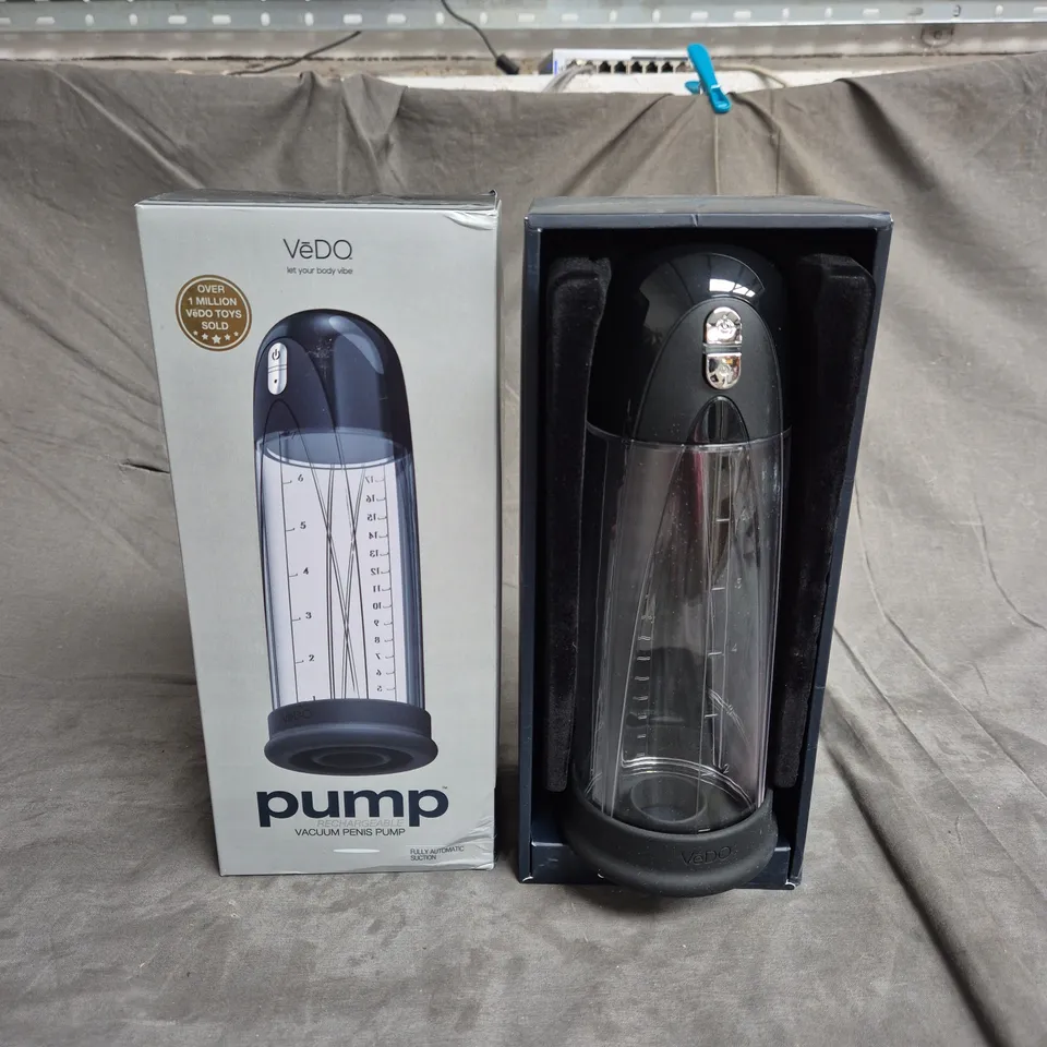 BOXED VEDO RECHARGABLE VACUUM PENIS PUMP IN BLACK