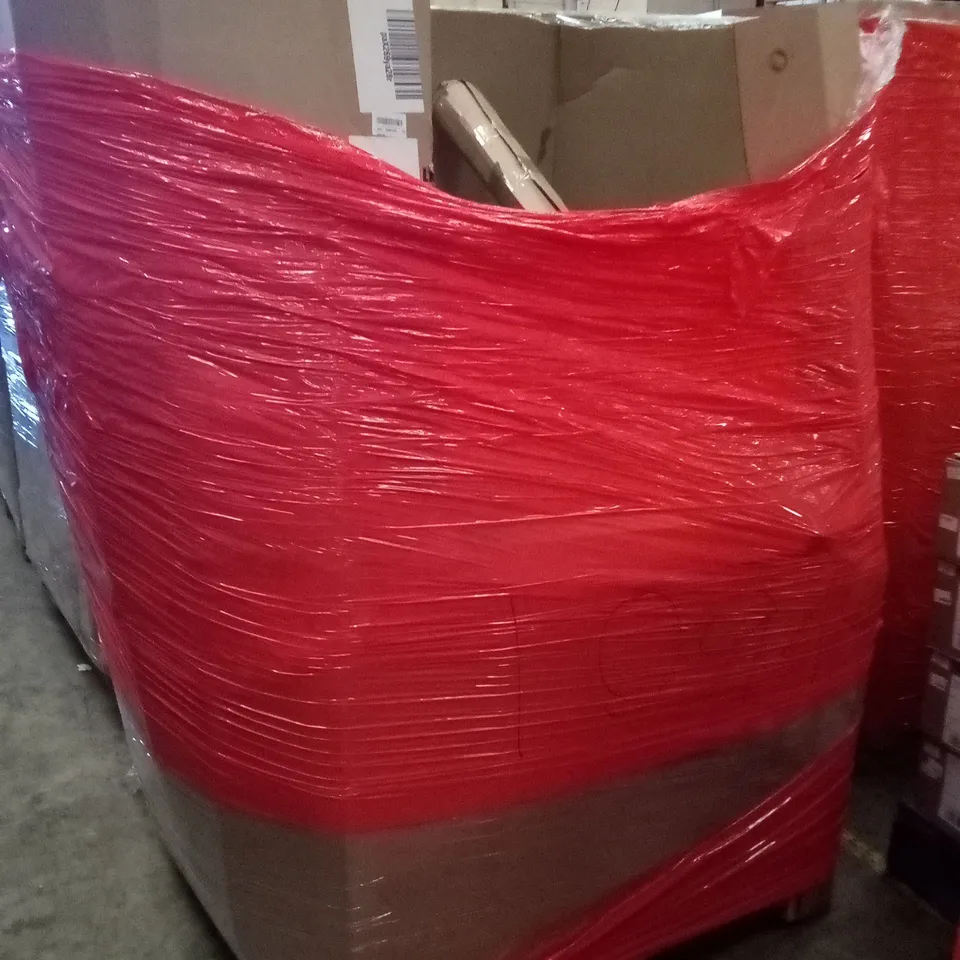 PALLET OF ASSORTED ITEMS INCLUDING  OFFICE CHAIR, TABLE FAN, ROLLING STOOL, LAUNDRY HAMPER, TOILET SEAT 