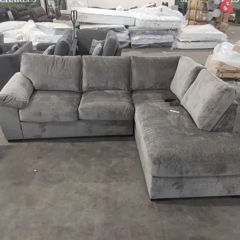 AMALFI FABRIC CORNER CHAISE SOFA - GREY