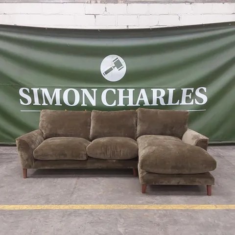 ASTRID RIGHT HAND FABRIC CORNER CHAISE SOFA - OLIVE